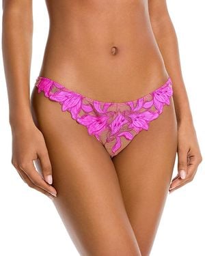 Fleur du Mal Lily Embroidered Thong - Pink