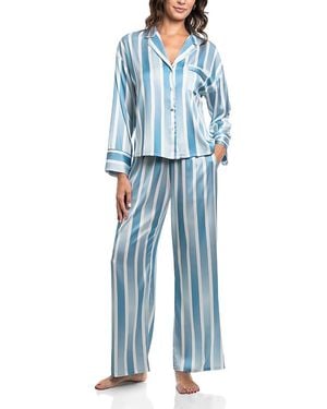 MIDNIGHT BAKERY Satin Long Sleeve Pajama Set - Blue