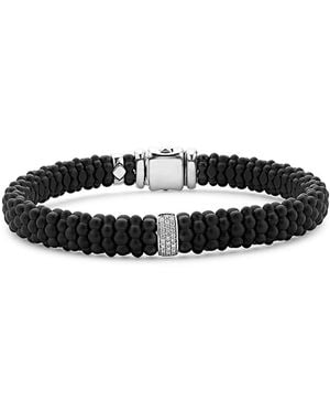 Lagos Sterling Anthem Diamond Ceramic Caviar Bead Bracelet - Black