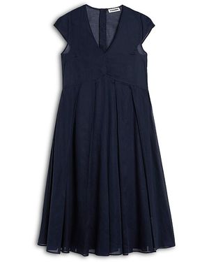 Jil Sander Pleated A Line Dress - Blue