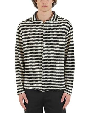 KROST Chevron Jacquard Cardigan Sweater - Gray