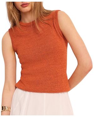 Mint Velvet Cotton Blend Knit Top - Orange