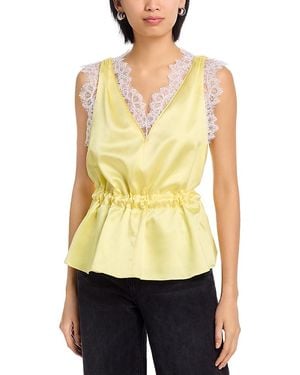 3.1 Phillip Lim Satin Lace Trim Sleeveless Top - Yellow