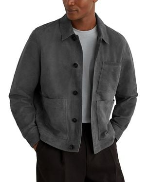 Reiss Wilstead Suede Trucker Jacket - Gray