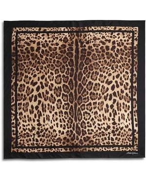 Dolce & Gabbana Leopard Print Silk Twill Scarf - Black