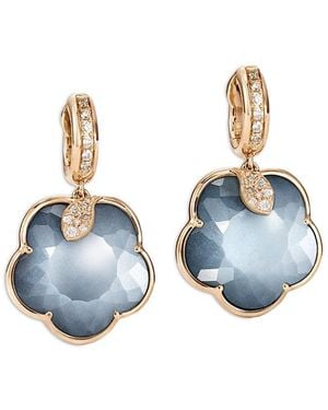 Pasquale Bruni 18K Ton Joli Lunar Night Gem & Champagne & Diamond Flower Drop Earrings - Blue
