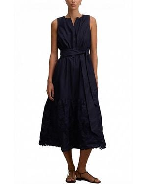 EVER NEW Evie Sleeveless Embroidered Tie Midi Dress - Blue