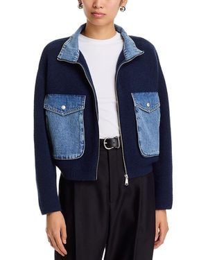Blank NYC Denim Knit Mixed Media Sweater Shacket - Blue
