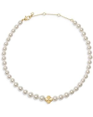 Kate Spade Spade Flower Imitation Pearl Collar Necklace, 16-19 - Natural