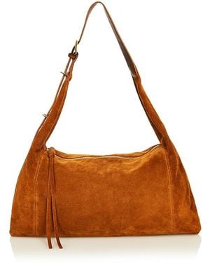 Aqua Large Suede Hobo Bag - Brown