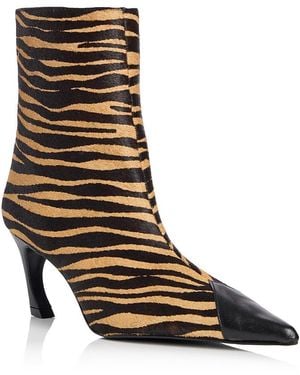 SCHUTZ SHOES Lexi Calf Hair Cap Toe Ankle Boots - Brown