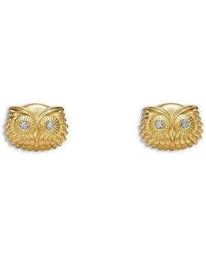 Temple St. Clair Temple. St. Clair 18K Fj Diamond Athena Owl Stud Earrings - Metallic