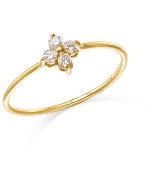 Zoe Chicco 14K Prong Diamonds Diamond Flower Ring - Metallic