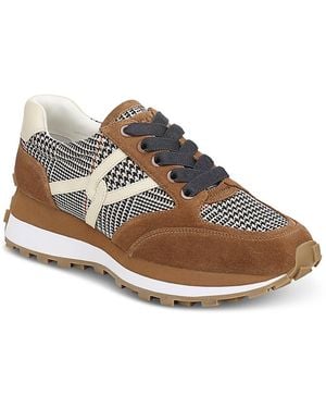 Veronica Beard Valentina Shearling Lined Suede Sneakers - Brown