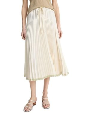 Vince Pleated Satin Tiered Skirt - Natural