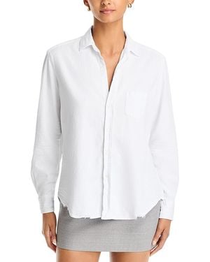 Frank & Eileen Cotton Printed Relaxed Button Up Shirt - White