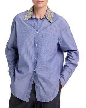 Twp Big Joe Embellished Collar Cotton Shirt - Blue
