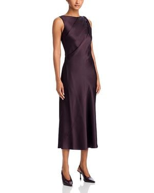 Theory Twist Shoulder Satin Midi Dress - Red