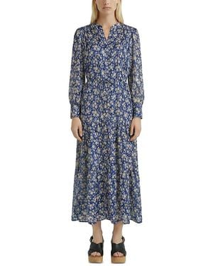 Gerard Darel Ruvia Printed Long Sleeve Shirtdress - Blue