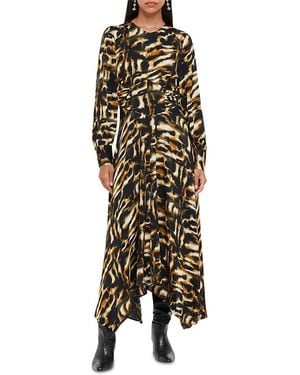 Whistles Smoke Print Gathered Midi Dress - Multicolor