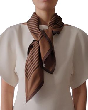 lescarf Striped Silk Scarf - Brown