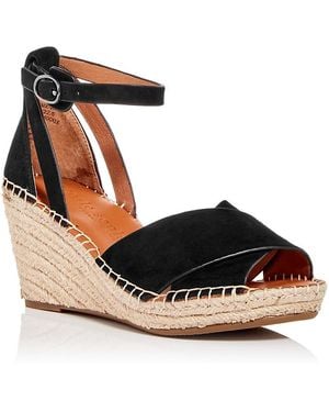 Gentle Souls Charli Ankle Strap Espadrille Wedge Sandals - Black