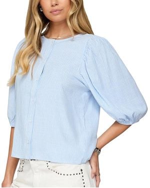 Edikted Pinstripe Linen Look Button Up Shirt - Blue