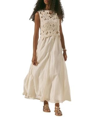 Mint Velvet Cotton Blend Sleeveless Crochet Maxi Dress - Natural
