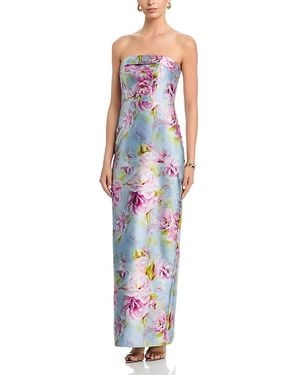 THEIA Cleo Strapless Column Gown - Blue