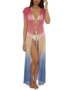 Becca Sunset Ombre Crochet Cover Up Robe - Pink
