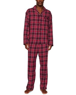 Eberjey Relaxed Flannel Check Pajama Set - Red