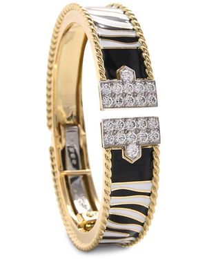 David Webb Diamond Rope Lane Zebra Stripe Cuff Bracelet - Metallic