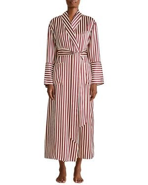 Olivia Von Halle Woven Silk Waist Tie Robe - Red