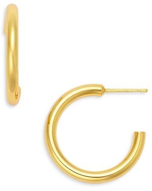 Aqua Small Tubular C Hoop Earrings - Metallic