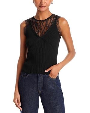 Aqua Lace Fully Fashioned Tank - Black