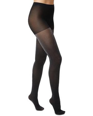 Hue Metallic Opaque Control Top Tights - Black