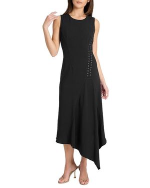 Santorelli Kylie Sleeveless Asymmetric Midi Crepe Dress - Black
