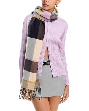 Echo Cubists Plaid Fringe Scarf - Gray