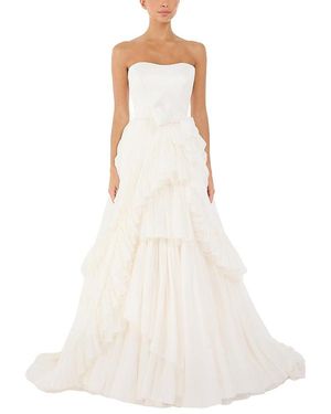 Jenny Packham Antonia Ruffled Bow Dress - White