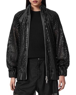 AllSaints Perforated Leather Bomber Jacket - Black