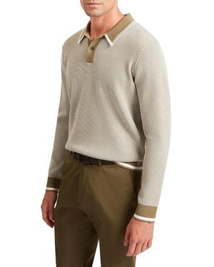 Ted Baker Buckler Long Sleeve Waffle Stitch Polo - Natural