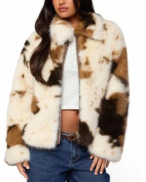 Edikted Rayan Cow Print Jacket - Natural