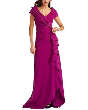 Tadashi Shoji Talise Waterfall Flounce Gown - Purple