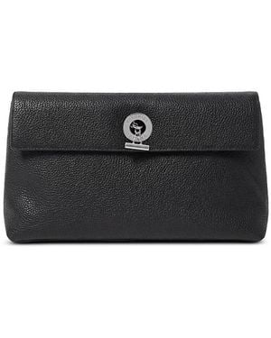 Veronica Beard Anchor Medium Pebbled Leather Clutch - Black