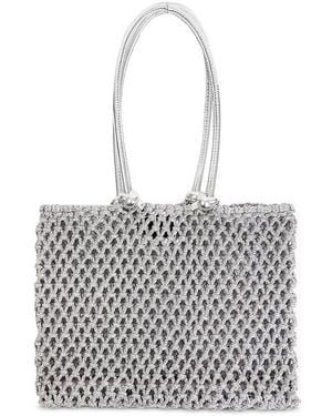 Clare V. Sandy Metallic Macrame Tote - White