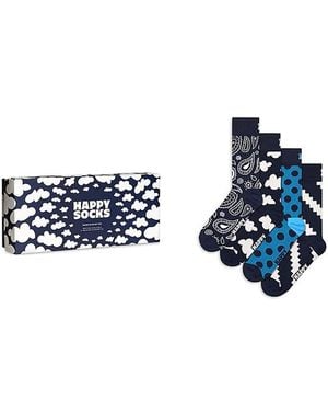 Happy Socks Moody Blues Crew Socks Gift Set, Pack Of 4