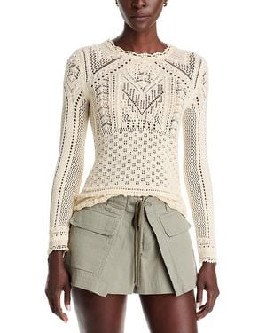 Isabel Marant Ocelia Crochet Long Sleeve Top - Natural