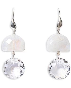 Chan Luu Labyrinth Gemstone Double Drop Earrings - White