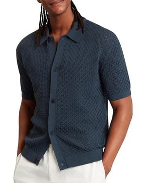Ted Baker Domati Relaxed Fit Diamond Crochet Polo Shirt - Blue