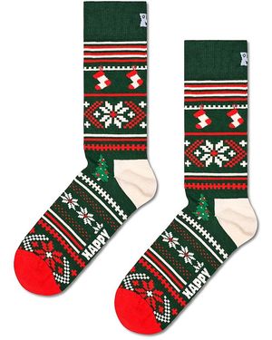 Happy Socks Christmas Sweater Crew Socks - Green